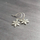 Silver Snowflake Earrings, snow jewelry, tiny silver snowflake earring, Christmas gift for her, simple snowflake earring, delicate snowflake - Constant Baubling