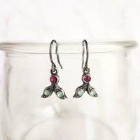 Tiny Silver Drop Earrings, Swarovski crystals, vintage earring, small leaf earring, holiday earring, holly leaves, antique silver, delicate - Constant Baubling