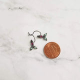 Tiny Silver Drop Earrings, Swarovski crystals, vintage earring, small leaf earring, holiday earring, holly leaves, antique silver, delicate - Constant Baubling