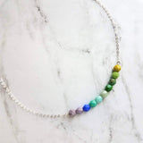 Beaded Necklace - blue green necklace, chunky bead necklace, shades of blue, shades of green, simple bead necklace, 14K gold fill chain - Constant Baubling