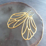 Wing Earrings - butterfly earring, gold wing earring, fairy earring, angel earring, large wing earring, large wing earring, gold butterfly - Constant Baubling