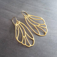 Wing Earrings - butterfly earring, gold wing earring, fairy earring, angel earring, large wing earring, large wing earring, gold butterfly - Constant Baubling