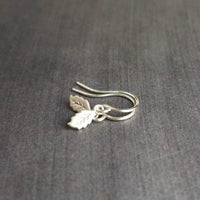 Tiny Silver Leaf Earrings - small leaf earring, silver leaf earring, mini leaf earring, tiny dangle earring, little silver leaf earring - Constant Baubling