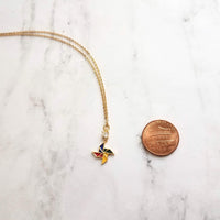 Pinwheel Necklace - gold pinwheel pendant, pinwheel charm, windmill necklace, windmill charm, colorful pinwheel, small pinwheel, tiny charm - Constant Baubling