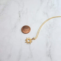 Gold Sun Necklace - sun pendant, wavy sun ray, gold sunshine necklace, sun jewelry, small gold sun necklace, simple sun necklace, sun ray - Constant Baubling