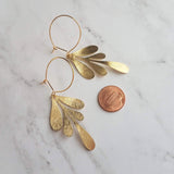 Big Leaf Earrings - gold leaf earring, 3 inch earring, large gold earring, big earring, large lightweight earring, gold leaf hoop earring - Constant Baubling