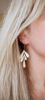 Big Leaf Earrings - gold leaf earring, 3 inch earring, large gold earring, big earring, large lightweight earring, gold leaf hoop earring - Constant Baubling