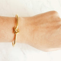 Rose Gold Knot Bracelet, tie the knot bracelet, bridesmaid bracelet, pretzel knot, knot cuff, gold cuff bracelet, thin cuff, oval bangle - Constant Baubling