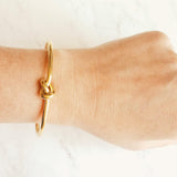 Rose Gold Knot Bracelet, tie the knot bracelet, bridesmaid bracelet, pretzel knot, knot cuff, gold cuff bracelet, thin cuff, oval bangle - Constant Baubling