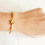 Gold Knot Bracelet - tie the knot bracelet, bridesmaid bracelet, pretzel knot, knot cuff, gold cuff bracelet, thin cuff, oval bangle, cuff - Constant Baubling
