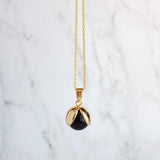 Red Sandstone Necklace, stone ball pendant, sparkling stone necklace, gold chain, brown stone necklace, spinning ball pendant, glitter stone - Constant Baubling