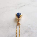 Lapis Lazuli Necklace - lapis pendant, gold chain, blue stone necklace, lapis lazuli pendant, spinning pendant charm, round stone ball - Constant Baubling