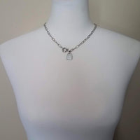 Oval Chain Necklace - stainless steel paperclip necklace, chunky chain, front clasp, large front clasp, sailor clasp, padlock necklace, lock - Constant Baubling
