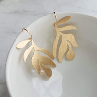 Big Leaf Earrings - gold leaf earring, 3 inch earring, large gold earring, big earring, large lightweight earring, gold leaf hoop earring - Constant Baubling