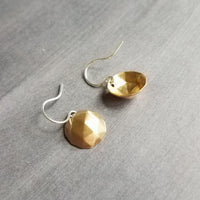 Gold Dome Earrings, two tone metal, silver & gold earring, little gold dangle earring, little gold earring, small gold earring, half sphere - Constant Baubling