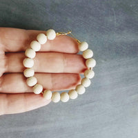 Wood Bead Hoop Earrings, small gold hoop, summer earrings, beaded hoops, wooden bead earring, natural wood beads, small hoops, boho hoops - Constant Baubling