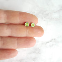 Lime Earrings - fruit earring, lime slice earring, foodie earring, chef earring, food earring, lime stud, tiny lime earring, citrus fruit - Constant Baubling