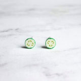 Cucumber Earrings - fruit earring, cucumber slice earring, veggie earring, vegetable earring, salad earring, food earring, chef earring cool - Constant Baubling