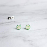 Cucumber Earrings - fruit earring, cucumber slice earring, veggie earring, vegetable earring, salad earring, food earring, chef earring cool - Constant Baubling