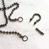 Gunmetal Ball Chain - black ball chain, shackle clasp, black ball necklace, front clasp necklace, gunmetal necklace, silvery black chain - Constant Baubling