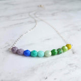 Beaded Necklace - blue green necklace, chunky bead necklace, shades of blue, shades of green, simple bead necklace, 14K gold fill chain - Constant Baubling
