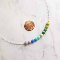 Beaded Necklace - blue green necklace, chunky bead necklace, shades of blue, shades of green, simple bead necklace, 14K gold fill chain - Constant Baubling