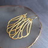 Wing Earrings - butterfly earring, gold wing earring, fairy earring, angel earring, large wing earring, large wing earring, gold butterfly - Constant Baubling