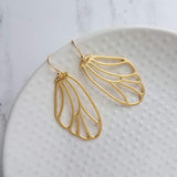 Wing Earrings - butterfly earring, gold wing earring, fairy earring, angel earring, large wing earring, large wing earring, gold butterfly - Constant Baubling