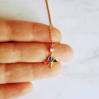 Pinwheel Necklace - gold pinwheel pendant, pinwheel charm, windmill necklace, windmill charm, colorful pinwheel, small pinwheel, tiny charm - Constant Baubling