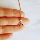 Pinwheel Necklace - gold pinwheel pendant, pinwheel charm, windmill necklace, windmill charm, colorful pinwheel, small pinwheel, tiny charm - Constant Baubling