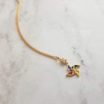 Pinwheel Necklace - gold pinwheel pendant, pinwheel charm, windmill necklace, windmill charm, colorful pinwheel, small pinwheel, tiny charm - Constant Baubling