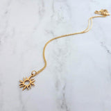 Gold Sun Necklace - sun pendant, wavy sun ray, gold sunshine necklace, sun jewelry, small gold sun necklace, simple sun necklace, sun ray - Constant Baubling