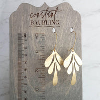 Big Leaf Earrings - gold leaf earring, 3 inch earring, large gold earring, big earring, large lightweight earring, gold leaf hoop earring - Constant Baubling