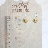 Small Gold Sun Earrings, sun ray earring, sunshine earring, little sun earring, gold gear earring, gold snowflake, sunny day earring, happy - Constant Baubling