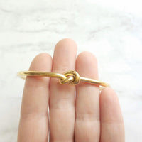 Gold Knot Bracelet - tie the knot bracelet, bridesmaid bracelet, pretzel knot, knot cuff, gold cuff bracelet, thin cuff, oval bangle, cuff - Constant Baubling