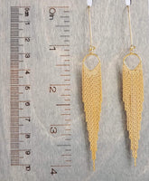 Gold Fringe Earrings - thin chain strand earring, chain dangle, v shape chain, gold chain fringe, gold chain tassel, 4" long earring, sexy - Constant Baubling