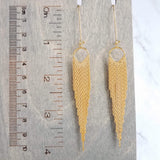 Gold Fringe Earrings - thin chain strand earring, chain dangle, v shape chain, gold chain fringe, gold chain tassel, 4" long earring, sexy - Constant Baubling