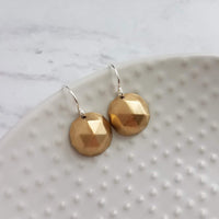 Gold Dome Earrings, two tone metal, silver & gold earring, little gold dangle earring, little gold earring, small gold earring, half sphere - Constant Baubling