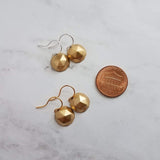 Gold Dome Earrings, two tone metal, silver & gold earring, little gold dangle earring, little gold earring, small gold earring, half sphere - Constant Baubling