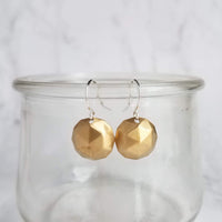 Gold Dome Earrings, two tone metal, silver & gold earring, little gold dangle earring, little gold earring, small gold earring, half sphere - Constant Baubling