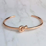 Rose Gold Knot Bracelet, tie the knot bracelet, bridesmaid bracelet, pretzel knot, knot cuff, gold cuff bracelet, thin cuff, oval bangle - Constant Baubling