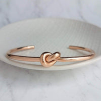 Rose Gold Knot Bracelet, tie the knot bracelet, bridesmaid bracelet, pretzel knot, knot cuff, gold cuff bracelet, thin cuff, oval bangle - Constant Baubling