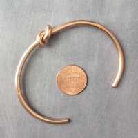 Rose Gold Knot Bracelet, tie the knot bracelet, bridesmaid bracelet, pretzel knot, knot cuff, gold cuff bracelet, thin cuff, oval bangle - Constant Baubling