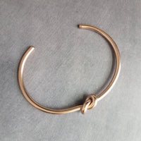 Rose Gold Knot Bracelet, tie the knot bracelet, bridesmaid bracelet, pretzel knot, knot cuff, gold cuff bracelet, thin cuff, oval bangle - Constant Baubling