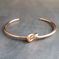 Rose Gold Knot Bracelet, tie the knot bracelet, bridesmaid bracelet, pretzel knot, knot cuff, gold cuff bracelet, thin cuff, oval bangle - Constant Baubling