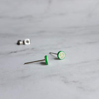 Cucumber Earrings - fruit earring, cucumber slice earring, veggie earring, vegetable earring, salad earring, food earring, chef earring cool - Constant Baubling