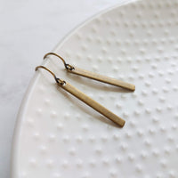Bronze Bar Earrings, brass rectangle earring, bronze rectangle earring, flat bar earring, bar earring, stick earring, antique bronze - Constant Baubling
