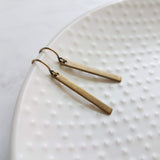 Bronze Bar Earrings, brass rectangle earring, bronze rectangle earring, flat bar earring, bar earring, stick earring, antique bronze - Constant Baubling