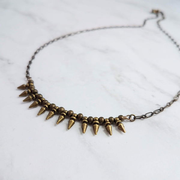 Bullet Necklace, antique bronze necklace, spike necklace, antique brass necklace, spear necklace, small point necklace tiny bullet necklace - Constant Baubling