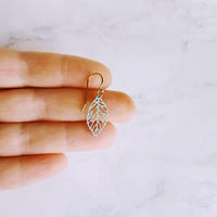Aqua Leaf Earrings - patina earring, verdigris earring, cut out leaf earring, filigree leaf earring, small leaf earring, delicate earring - Constant Baubling